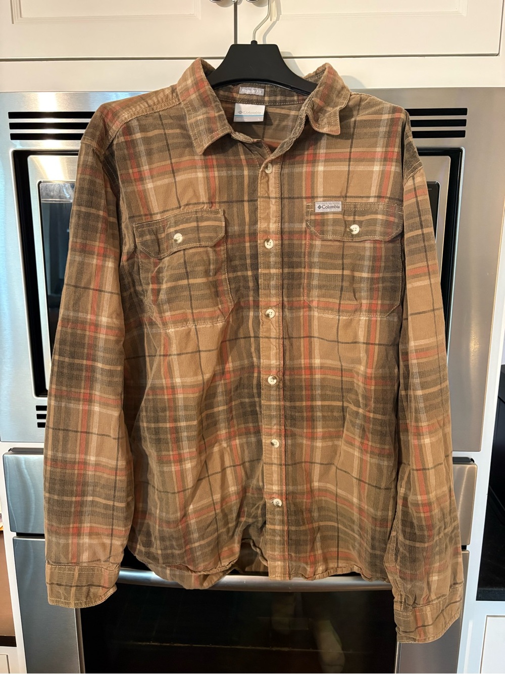 Columbia Brown Tan Plaid Long-Sleeve Button-Down Shirt